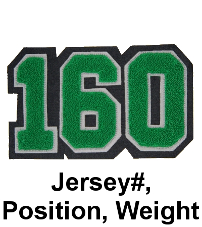 jersey, position and weight patches